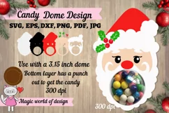 Santa Claus head candy dome ornament, paper craft cut file Product Image 1