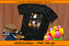 Cute Christmas Ghost Cat and Pumpkin Witch PNG Product Image 2
