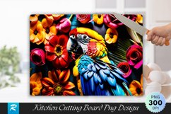 Parrots With Flowers Cutting Board sublimation Design Product Image 1