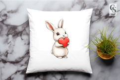 Cute Bunny Holding Heart Clipart Sublimation PNG Product Image 3