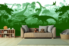 Vector prehistoric seamless jungle background with dinosaurs Product Image 2