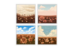 Brown Rose Field Digital Paper Product Image 2