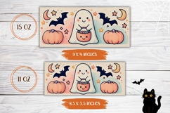Halloween Bats Mug Wrap, Halloween Ghost Mug Design Product Image 2