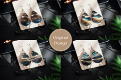 Golden Glitter Teardrop Earrings PNG, Abstract Earrings Product Image 2