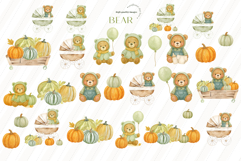 Green Bear Stroller with Balloon Clipart, Cute Green Bear Product Image 2