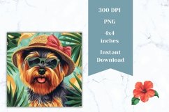 Summer Dog Square Coasters, Yorkshire Terrier Square Coaster Product Image 2