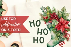 Christmas Clip Art Watercolor Wreath Gifts Holiday Stockings Product Image 2
