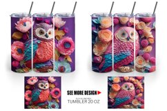 3D Flowers and Owl Tumbler Sublimation Wrap Product Image 4