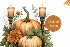 Watercolor Pumpkins Tumbler Design, Thanksgiving Sublimation Product Image 2