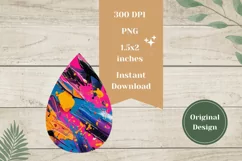 Art Paint Teardrop Earrings PNG, Neon Pink Earrings Design Product Image 2