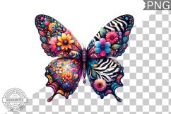 Vibrant Floral Butterfly Sublimation - Clipart PNG Design Product Image 1