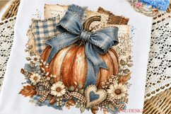 Fall Pumpkin PNG, Denim Bow Pumpkin Sublimation,autumn Product Image 2