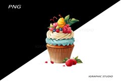Tropical Floral Cupcake Clipart, Product Image 1