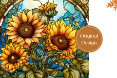 Sunflowers Tumbler Wrap, Stained Glass Flowers Tumbler Wrap Product Image 2