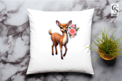 Cute Baby Deer With Flowers Clipart Sublimation PNG Product Image 2