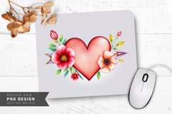 Heart with Arrow and Flowers Mouse Pad PNG Design Product Image 1