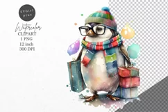 Christmas clipart, Penguin clipart, Winter sublimation Product Image 1