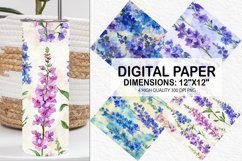 Watercolor Larkspur Flowers Digital Paper Product Image 1