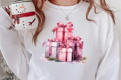 Pink Christmas gifts clipart sublimation, Christmas PNG Product Image 2