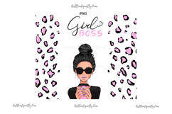 Boss Babe Pink Tumbler Design Black Hair Girl PNG JPEG Product Image 2