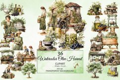 Watercolor Olive Harvesting Time Clipart Bundle Product Image 1