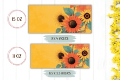 Art Sunflowers Mug Template, Cartoon Flowers Sublimation Product Image 2
