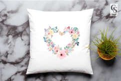 Watercolor Floral Heart Clipart Sublimation PNG Product Image 2