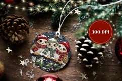Knitted Christmas Owl Ornament PNG, Merry Christmas Ornament Product Image 2