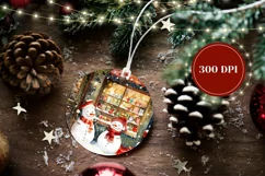 Snowman Ornament Design, Cartoon Christmas Village Ornament Product Image 2