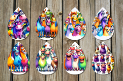 Funny animals | cartoon Teardrop earring sublimation design Product Image 2
