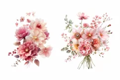 Watercolor Flowers PNG, Pink Floral Illustrations Product Image 2