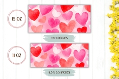 Watercolor Love Hearts Mug Wrap, Love Mug Template Product Image 2