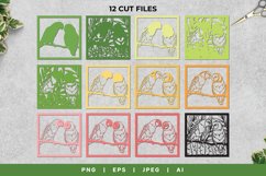 Lovebird Couple Detailed Multilayer Papercut 3D Shadowbox Product Image 2