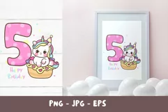 Birthday number fifth birthday party angel kawaii clipart Product Image 3