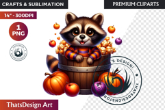 Autumn Cute animal in a bucket clipart Pumpkin thanksgiving Product Image 1