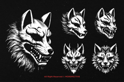 10 Bundle Dark Art Kitsune Mask Japanese Fox Geisha Tattoo Product Image 3