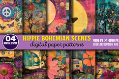 Hippie Bohemian Scenes Journal Paper Bundle PNG Product Image 3