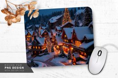 Warm Christmas Village with Snowy Rooftops Mouse Pad PNG Product Image 1