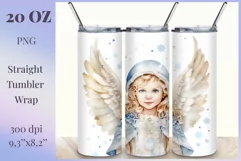 Christmas Sublimation Tumbler Design, Watercolor Cute Angel Product Image 1