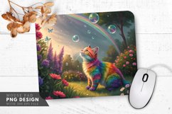 Enchanted Rainbow Cat Garden Mouse Pad PNG Design Product Image 1