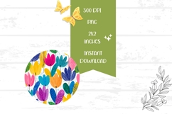 Abstract Tulips Round Earrings Template Product Image 2