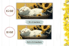 Cat Mug Design, Sunflowers Mug Wrap, Cute Mug PNG Product Image 2