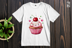 Cute Cherry Cupcake Kawaii Clipart PNG Product Image 2