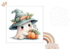 Watercolor Ghost Pillow Design, Halloween Pillow Template Product Image 2