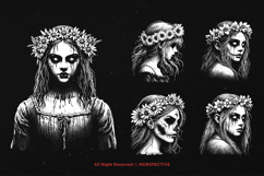 10 Bundle Dark Art Virgo Women Horror Skull Girl with Floral Product Image 3