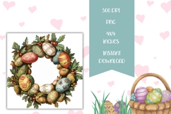 Easter Wreath Square Coasters, Easter Wreath Sublimation Product Image 2