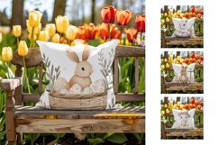 Floral Easter Pillowcase Template, Easter Animals Pillow PNG Product Image 2