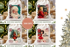 Vintage Christmas Santa Sack, Winter Santa Sack Print Product Image 2