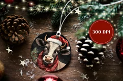 Christmas Gift Tag PNG, Christmas Cow Ornament Sublimation Product Image 2