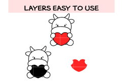 Cute Cow with Heart SVG Bundle | Farm Animal Valentine Clipa Product Image 2